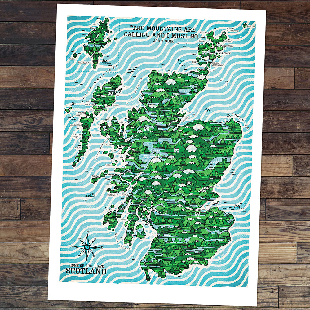 SCOTLAND WIRED MAP ART PRINT