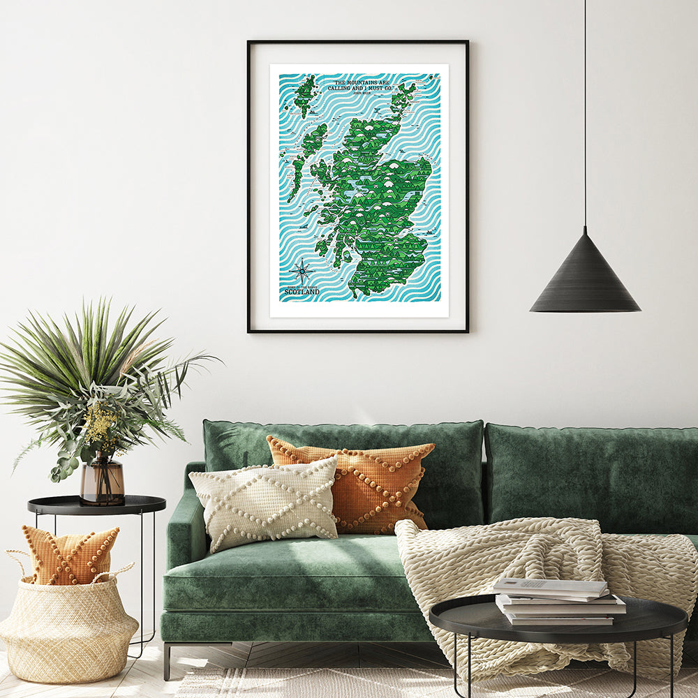 SCOTLAND WIRED MAP ART PRINT