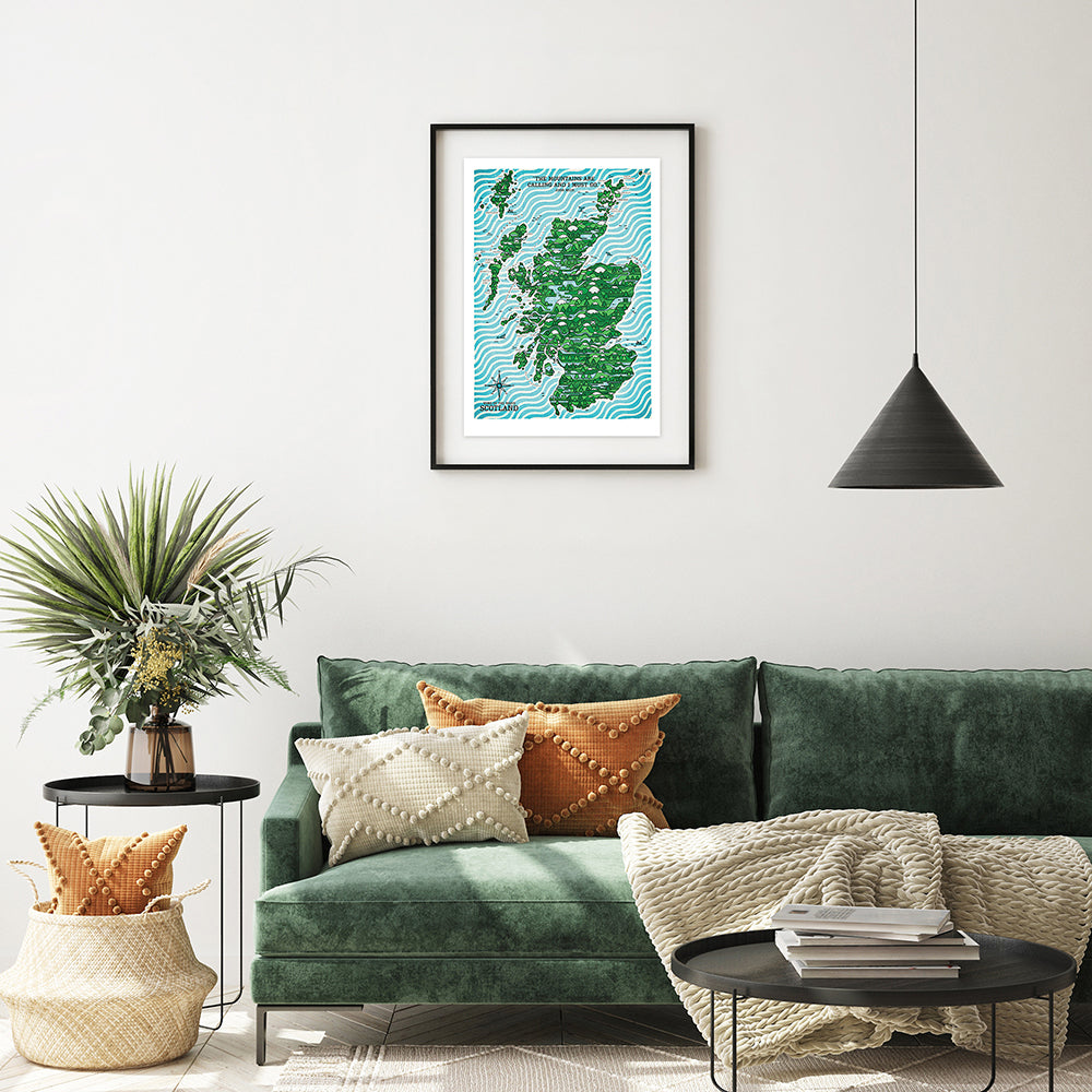 SCOTLAND WIRED MAP ART PRINT
