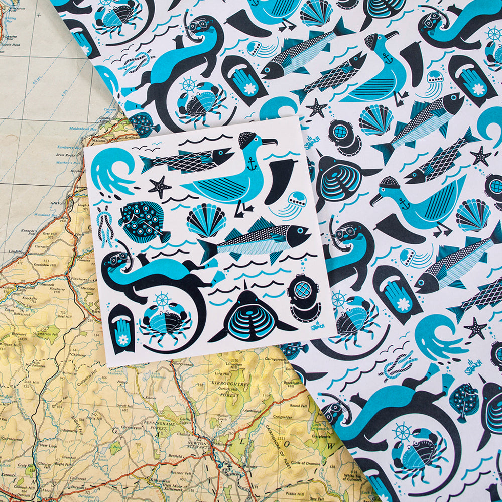 SEA LIFE WRAP & CARD SET
